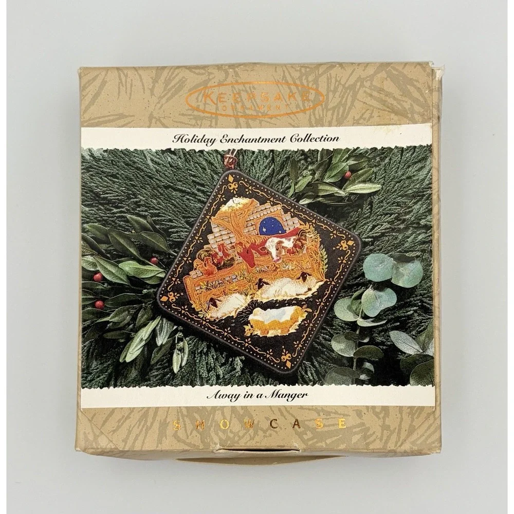 Hallmark Keepsake Ornament Away in a Manger Holiday Enchantment 1995 Porcelain